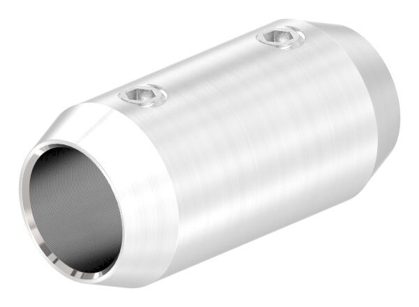 Stabverbinder für 12mm Rund, L: 36mm, Ø 18mm, mit 2 Madenschrauben, V2A