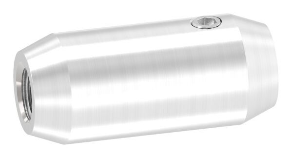Stabverbinder, Ø 16mm, eins. Gewinde M8, andere Seite Bohrung für 10mm Rund, L: 36mm, V2A