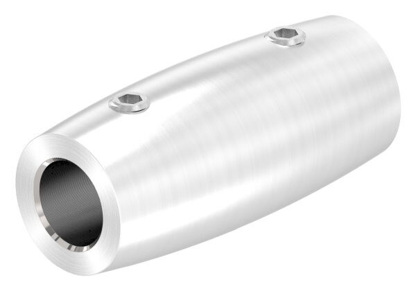 Stabverbinder für 10mm Rund, L: 45mm, Ø 20mm, mit 2 Madenschrauben, V2A