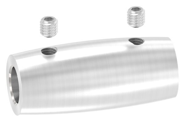 Stabverbinder für 10mm Rund, L: 45mm, Ø 20mm, mit 2 Madenschrauben, V2A