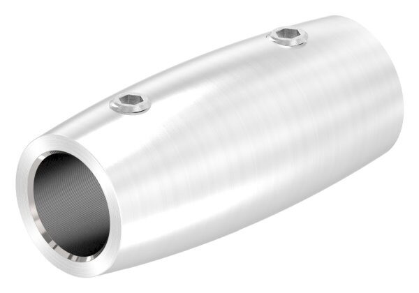 Stabverbinder für 12mm Rund, L: 45mm, Ø 20mm, mit 2 Madenschrauben, V2A