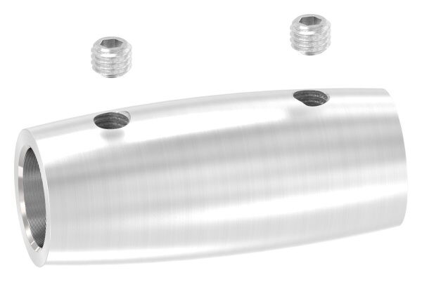 Stabverbinder für 12mm Rund, L: 45mm, Ø 20mm, mit 2 Madenschrauben, V2A