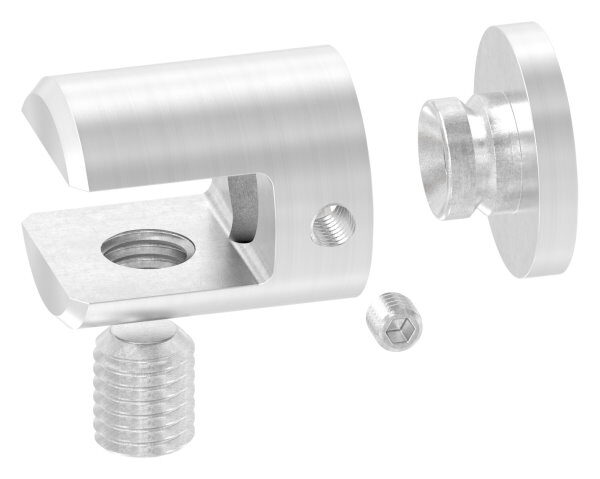 Plattenhalter  für geraden Anschluss, mit Madenschraube M10x12, für Platten/Blech 4 -10,76mm, V2A