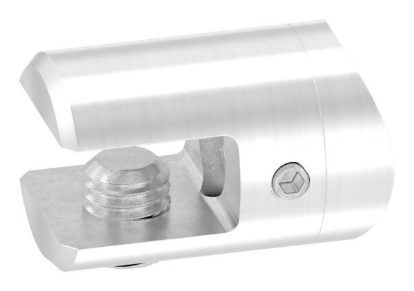 Plattenhalter für Rohr 42,4mm, mit Madenschraube M10x12, für Platten/Blech 4 -10,76mm, V2A