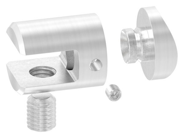 Plattenhalter für Rohr 42,4mm, mit Madenschraube M10x12, für Platten/Blech 4 -10,76mm, V2A