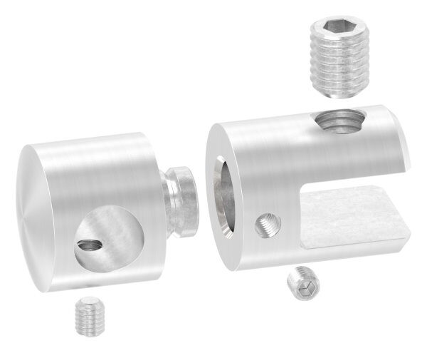 Plattenhalter mit Madenschraube M10x12, für Platten 4 -10,76mm, andere Seite Bohrung 12,2mm, V2A