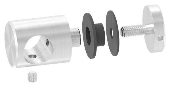 Querstab-Glashalter Ø 25mm, für 16mm Rund, für Glas von 6-12,76mm, Glasbohrung: 16mm, V2A