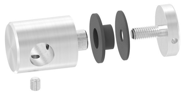 Querstab-Glashalter Ø 25mm, für 12mm Rund, für Glas von 6-12,76mm, Glasbohrung: 16mm, V2A