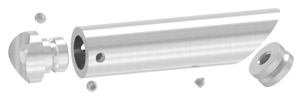 Rohrabstandshalter, 45° schräg für Stoßgriffe - für Rohranschluss 33,7mm
 mit Gewinde M8, lichter Abstand ca. 94,5mm, V2A