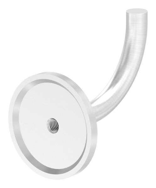 Handlaufhalter zum Anschweißen des Handlaufs, Ronde 60x5mm, Bügel 12mm, Wandabstand 75mm, hinten M8 Innengewinde, (Ronde und Bügel verschweißt), V2A