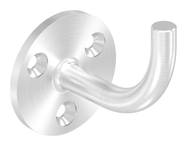 Handlaufhalter zum Anschweißen des Handlaufs, Ronde 60x5mm, Bügel 12mm, Wandabstand 75mm, 3x6,5mm Bohrungen gesenkt, (Ronde und Bügel verschweißt), V2A