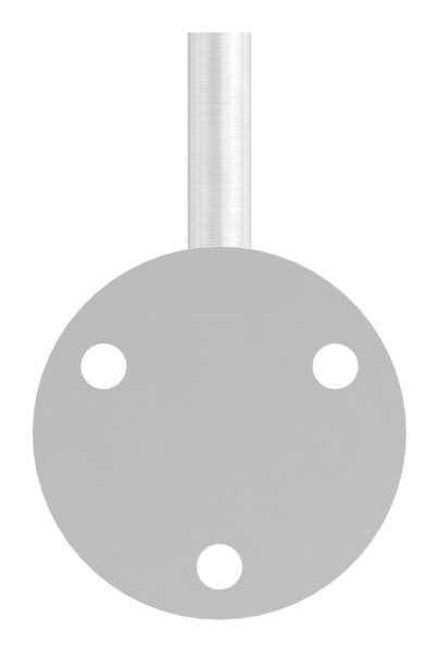 Handlaufhalter zum Anschweißen des Handlaufs, Ronde 70mmx4mm und Bügel 12mm, 3x Bohrungen 8,5mm, Wandabstand bis Mitte Bügel 80mm (Ronde und Bügel verschweißt), V2A
