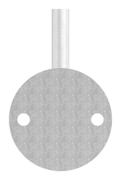 Handlaufhalter zum Anschweißen des Handlaufs, Ronde 70mmx4mm und Bügel 12mm, 2x Bohrungen 8,5mm gesenkt für M6, Wandabstand bis Mitte Bügel 80mm (Ronde und Bügel verschweißt), V2A