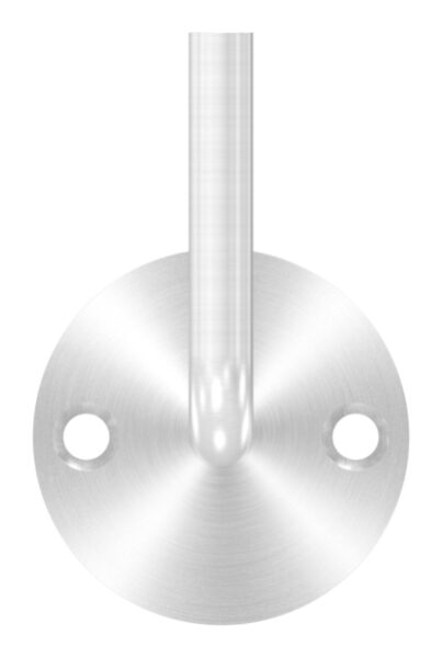 Handlaufhalter zum Anschweißen des Handlaufs, Ronde 70x4mm und Bügel 12mm, 2x Bohrungen 8,5mm gesenkt für M6, Wandabstand bis Mitte Bügel 70mm (Ronde und Bügel verschweißt), V2A