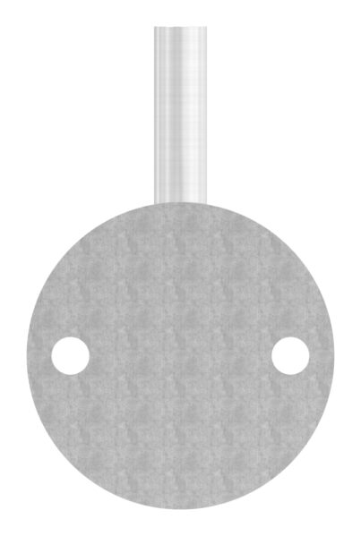 Handlaufhalter zum Anschweißen des Handlaufs, Ronde 70x4mm und Bügel 12mm, 2x Bohrungen 8,5mm gesenkt für M6, Wandabstand bis Mitte Bügel 70mm (Ronde und Bügel verschweißt), V2A