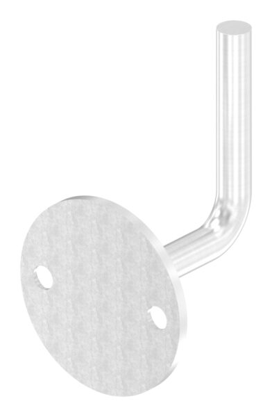 Handlaufhalter zum Anschweißen des Handlaufs, Ronde 70x4mm und Bügel 12mm, 2x Bohrungen 8,5mm gesenkt für M6, Wandabstand bis Mitte Bügel 70mm (Ronde und Bügel verschweißt), V2A