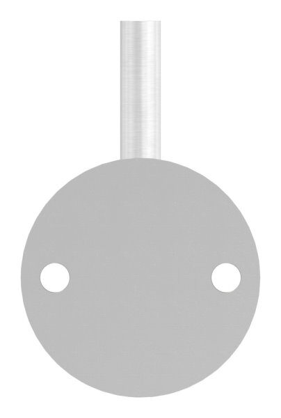 Handlaufhalter zum Anschweißen des Handlaufs, Ronde 70mmx4mm und Bügel 12mm, 2x Bohrungen 8,5mm, Wandabstand bis Mitte Bügel 80mm (Ronde und Bügel verschweißt), V2A