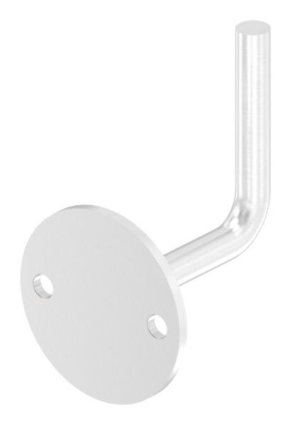 Handlaufhalter zum Anschweißen des Handlaufs, Ronde 70mmx4mm und Bügel 12mm, 2x Bohrungen 8,5mm, Wandabstand bis Mitte Bügel 80mm (Ronde und Bügel verschweißt), V2A