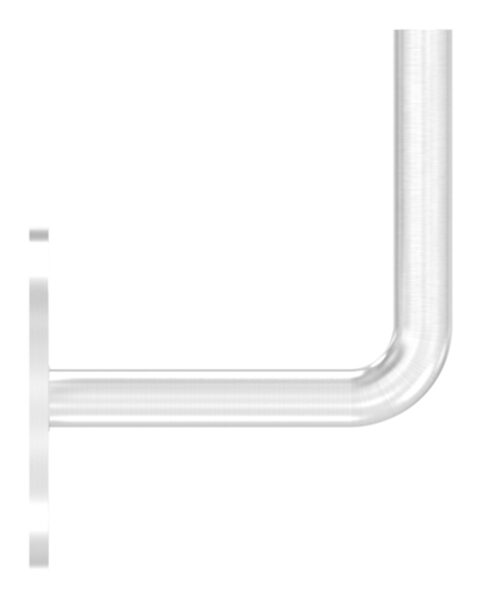 Handlaufhalter zum Anschweißen des Handlaufs, Ronde 70x4mm und Bügel 12mm, 3x Bohrungen 8,5mm gesenkt für M6, Wandabstand bis Mitte Bügel 80mm (Ronde und Bügel beidseitig verschweißt), V4A