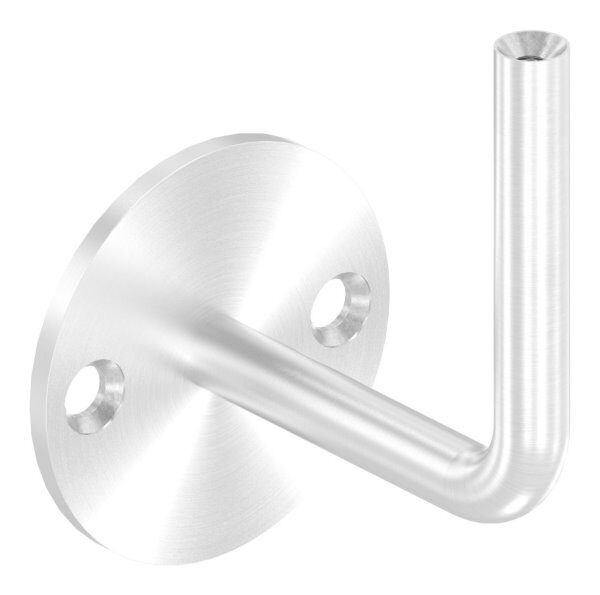 Handlaufhalter zum Aufschrauben der Handlaufanschlussplatte, Ronde 70x4mm und Bügel 12mm oben mit Innengewinde M6, mit 2x Bohrung 8,5mm gesenkt für M6, (Ronde und Bügel verschweißt), V2A