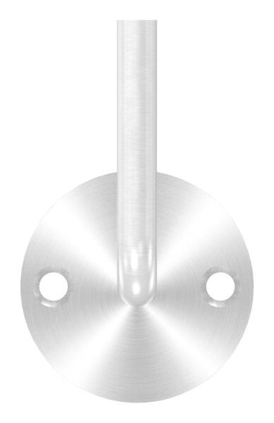 Handlaufhalter zum Aufschrauben der Handlaufanschlussplatte, Ronde 70x4mm und Bügel 12mm oben mit Innengewinde M6, mit 2x Bohrung 8,5mm gesenkt für M6, (Ronde und Bügel verschweißt), V2A