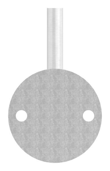 Handlaufhalter zum Aufschrauben der Handlaufanschlussplatte, Ronde 70x4mm und Bügel 12mm oben mit Innengewinde M6, mit 2x Bohrung 8,5mm gesenkt für M6, (Ronde und Bügel verschweißt), V2A