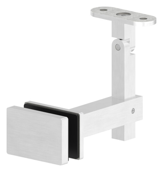 Handlaufhalter mit Gelenk, eckig mit gerader Handlaufanschlussplatte, Wandabstand 94mm, V4A