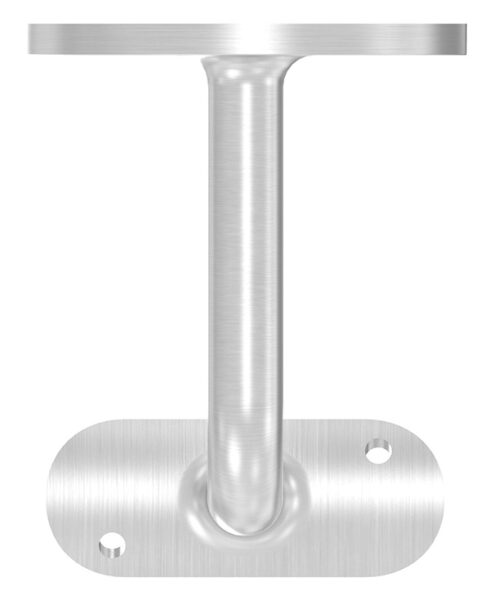 Handlaufhalter mit Handlaufanschlussplatte für Rohr 42,4mm, Ronde 70x5mm, Bügel 12mm, Wandabstand 75mm, 3x8,5mm Bohrungen gesenkt für 6er Senkschrauben, (Ronde und Bügel verschweißt), V2A