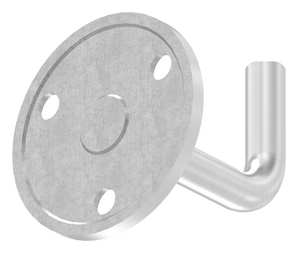 Handlaufhalter zum Anschweißen, Ronde 70x5mm, Bügel 12mm, Wandabstand 75mm, 3x8,5mm Bohrungen gesenkt für 6er Senkschrauben (Ronde und Bügel verschweißt), V2A