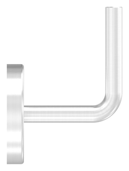 Handlaufhalter zum Anschweißen des Handlaufs inkl. Abdeckrosette 70x12mm zum Aufklipsen, Ronde 70x4mm, Bügel 12mm, Wandabstand 75mm, 2 Langlöcher 6,5x20mm (Ronde und Bügel verschweißt), V2A