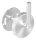 Handlaufhalter zum Anschweißen des Handlaufs inkl. Abdeckrosette 70x12mm zum Aufklipsen, Ronde 70x4mm, Bügel 12mm, Wandabstand 75mm, 2 Langlöcher 6,5x20mm (Ronde und Bügel verschweißt), V2A