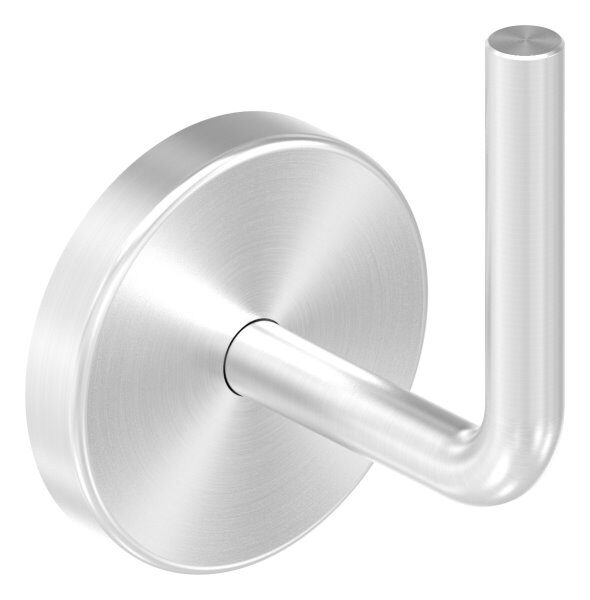 Handlaufhalter zum Anschweißen des Handlaufs inkl. Abdeckrosette 70x12mm zum Aufklipsen, Ronde 70x4mm, Bügel 12mm, Wandabstand 75mm, 3x6,5mm Bohrungen (Ronde und Bügel verschweißt), V4A
