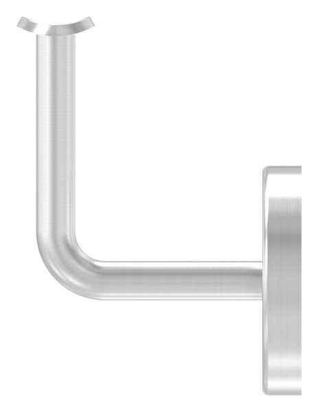 Handlaufhalter mit Handlaufanschlussplatte für Rohr 42,4mm (austauschbar) inkl. Abdeckrosette 70x12mm zum Aufklipsen, Ronde 70x4mm, Bügel 12mm, Wandabstand 75mm, 3x9mm Bohrungen (Ronde und Bügel verschweißt), V2A Ronde und Bügel verschweißt, V2A