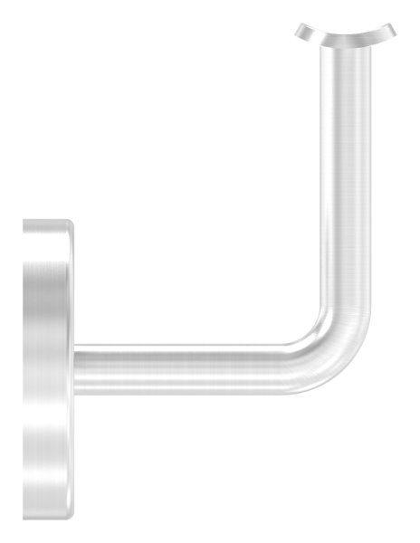 Handlaufhalter mit Handlaufanschlussplatte für Rohr 42,4mm (austauschbar) inkl. Abdeckrosette 70x12mm zum Aufklipsen, Ronde 70x4mm, Bügel 12mm, Wandabstand 75mm, 2 Langlöcher 6,5x20mm (Ronde und Bügel verschweißt), V2A