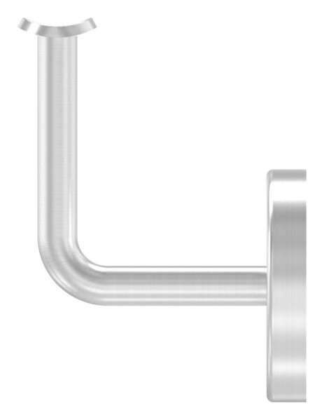 Handlaufhalter mit Handlaufanschlussplatte für Rohr 42,4mm (austauschbar) inkl. Abdeckrosette 70x12mm zum Aufklipsen, Ronde 70x4mm, Bügel 12mm, Wandabstand 75mm, 2 Langlöcher 6,5x20mm (Ronde und Bügel verschweißt), V2A