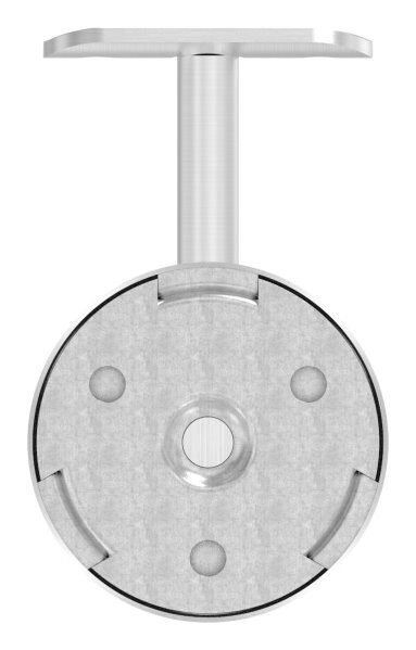 Handlaufhalter mit Handlaufanschlussplatte für Rohr 42,4mm (austauschbar) inkl. Abdeckrosette 70x12mm zum Aufklipsen, Ronde 70x4mm, Bügel 12mm, Wandabstand 75mm, 3x6,5mm Bohrungen (Ronde und Bügel verschweißt), V4A