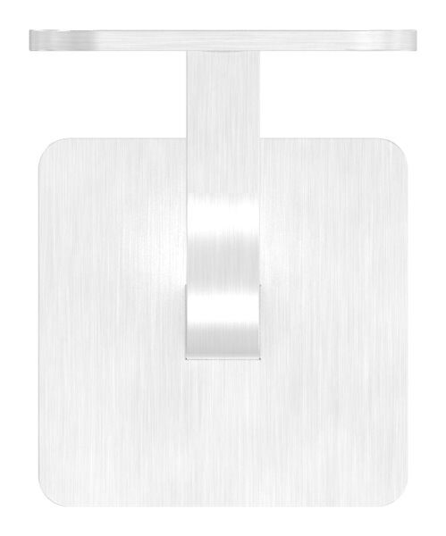 Handlaufhalter mit Handlaufanschlussplatte gerade (austauschbar), inkl. Abdeckrosette 60x60x12mm zum Aufklipsen, Ronde  58x58x4mm, Bügel 12x12mm, Wandabstand 80mm, 4x6,5mm Bohrungen (Ronde und Bügel verschweißt), V2A