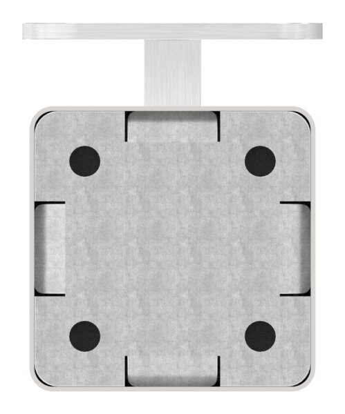 Handlaufhalter mit Handlaufanschlussplatte gerade (austauschbar), inkl. Abdeckrosette 60x60x12mm zum Aufklipsen, Ronde  58x58x4mm, Bügel 12x12mm, Wandabstand 80mm, 4x6,5mm Bohrungen (Ronde und Bügel verschweißt), V2A