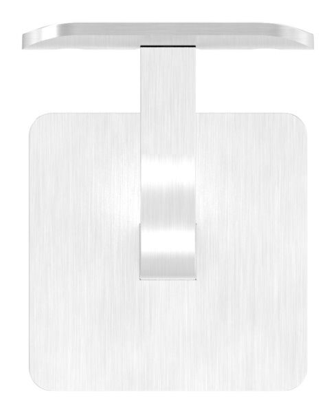Handlaufhalter mit Handlaufanschlussplatte für Rohr 42,4mm (austauschbar), inkl. Abdeckrosette 60x60x12mm zum Aufklipsen, Ronde  58x58x4mm, Bügel 12x12mm, Wandabstand 80mm, 4x6,5mm Bohrungen(Ronde und Bügel verschweißt), V2A