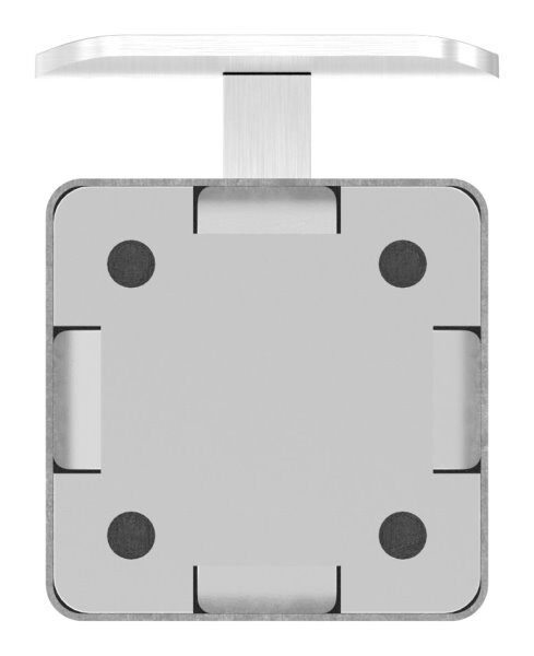 Handlaufhalter mit Handlaufanschlussplatte für Rohr 42,4mm (austauschbar), inkl. Abdeckrosette 60x60x12mm zum Aufklipsen, Ronde  58x58x4mm, Bügel 12x12mm, Wandabstand 80mm, 4x6,5mm Bohrungen(Ronde und Bügel verschweißt), V2A