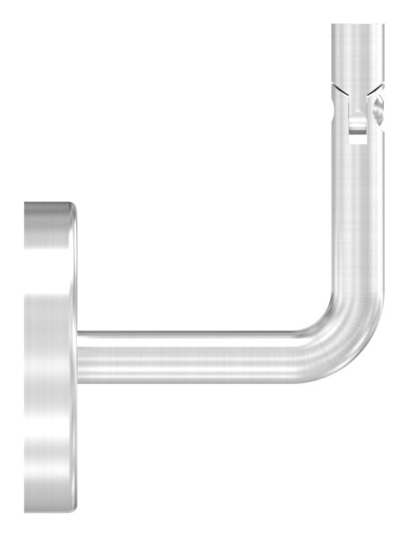 Handlaufhalter mit Innengewinde M6 und Gelenk, inkl. Abdeckrosette 70x12mm zum Aufklipsen, Ronde 70x4mm, Bügel 12mm, Wandabstand 75mm, 3x6,5mm Bohrungen (Ronde und Bügel verschweißt), V2A