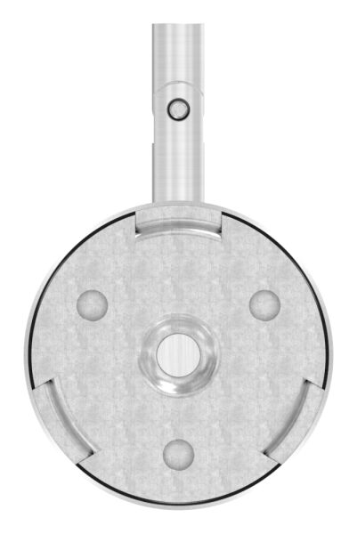 Handlaufhalter mit Innengewinde M6 und Gelenk, inkl. Abdeckrosette 70x12mm zum Aufklipsen, Ronde 70x4mm, Bügel 12mm, Wandabstand 75mm, 3x6,5mm Bohrungen (Ronde und Bügel verschweißt), V2A