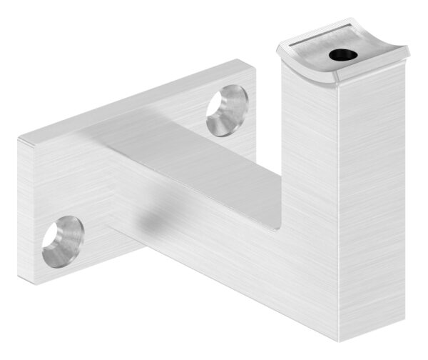 Handlaufhalter mit 6,5mm Durchgangsbohrung und Anschluss für Rohr 42,4mm, Ronde 65x35x4mm, Bügel 22x22mm, Wandabstand 75mm, 2x6,5mm Bohrungen gesenkt, (Ronde und Bügel verschweißt), V2A
