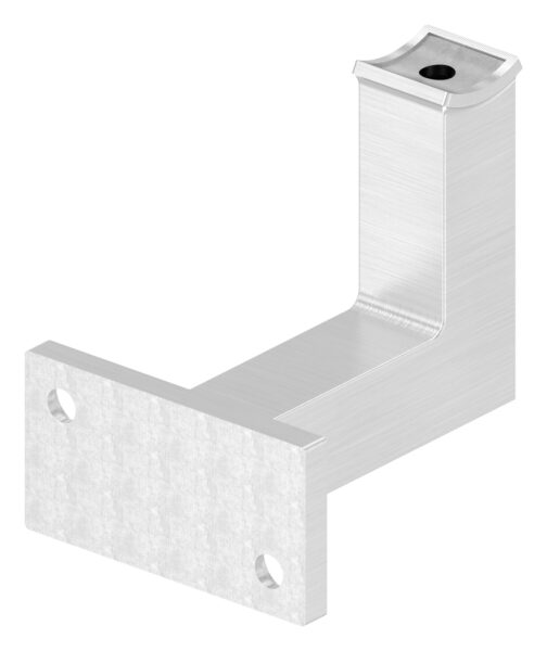 Handlaufhalter mit 6,5mm Durchgangsbohrung und Anschluss für Rohr 42,4mm, Ronde 65x35x4mm, Bügel 22x22mm, Wandabstand 75mm, 2x6,5mm Bohrungen gesenkt, (Ronde und Bügel verschweißt), V2A