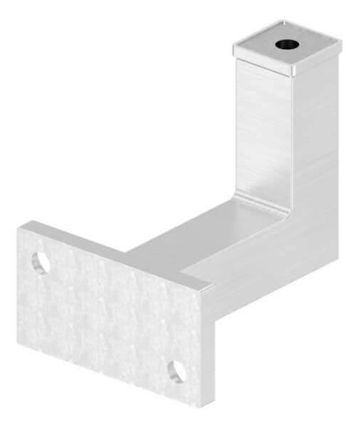 Handlaufhalter mit 6,5mm Durchgangsbohrung und Anschluss flach, Ronde 65x35x4mm, Bügel 22x22mm, Wandabstand 75mm, 2x6,5mm Bohrungen gesenkt, (Ronde und Bügel verschweißt), V2A