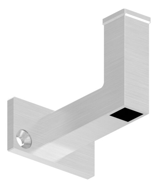 Handlaufhalter mit 6,5mm Durchgangsbohrung und Anschluss flach, Ronde 65x35x4mm, Bügel 22x22mm, Wandabstand 75mm, 2x6,5mm Bohrungen gesenkt, (Ronde und Bügel verschweißt), V2A
