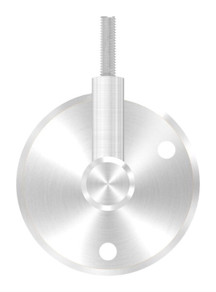 Handlaufhalter zum Anschrauben des Handlaufs mit Linsenkopfschraube M6, Ronde 70x5mm gewölbt, Bügel 20mm, Wandabstand 80mm, 3x6,5mm Bohrungen (Ronde und Bügel verschraubt), V2A