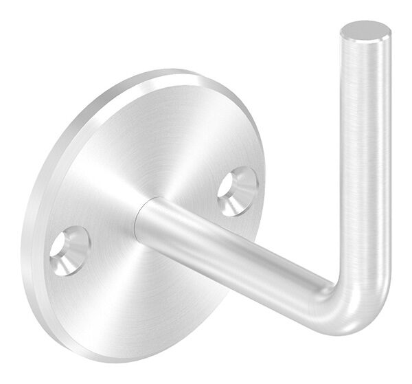 Handlaufhalter zum Anschweißen des Handlaufs, Ronde 70x6mm, Bügel 12mm, Wandabstand 80mm, 2x6,5mm Bohrungen gesenkt (Ronde und Bügel verschraubt), V4A