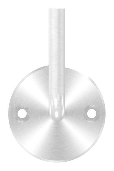 Handlaufhalter mit oben Innengewinde M6, Ronde 70x6mm, Bügel 12mm, Wandabstand 80mm, 2x6,5mm Bohrungen gesenkt (Ronde und Bügel verschraubt), V2A
