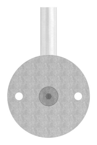 Handlaufhalter zum Anschweißen des Handlaufs, Ronde 70x6mm, Bügel 14mm, Wandabstand 80mm, 2x6,5mm Bohrungen gesenkt (Ronde und Bügel verschraubt), V2A